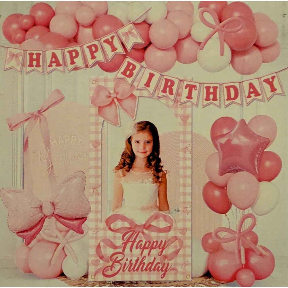 Pink Photo Booth Props for Girls, Bow Birthday Party Decorations White/Pink NEW
